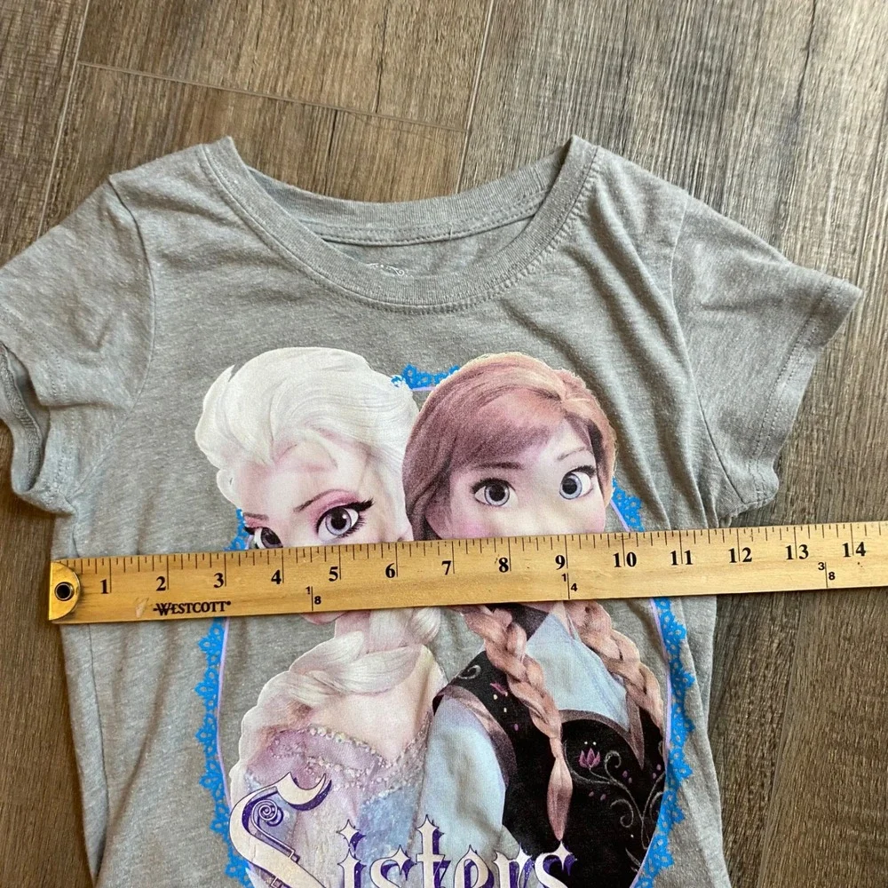 Disney Frozen Elsa Anna Graphic T-Shirt Bundle Pink‎ Gray Girls Size M 7-8 2PK